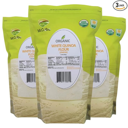 McCabe Organic White Quinoa Flour - Quinoa Flour Organic | Rich with Fiber & Minerals | USDA and CCOF Certified | Packed in USA | 2Lbs (Pack of 3)