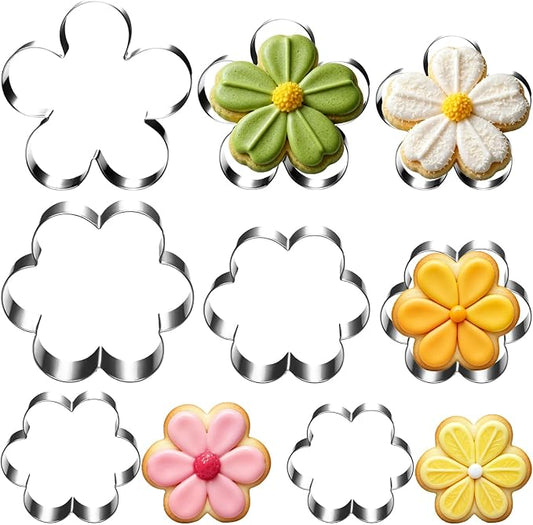 8 Pcs Flower Cookie Cutter Set Floral Shaped Cookie-Cutter Mold for Cake Decoration Birthday Gifts