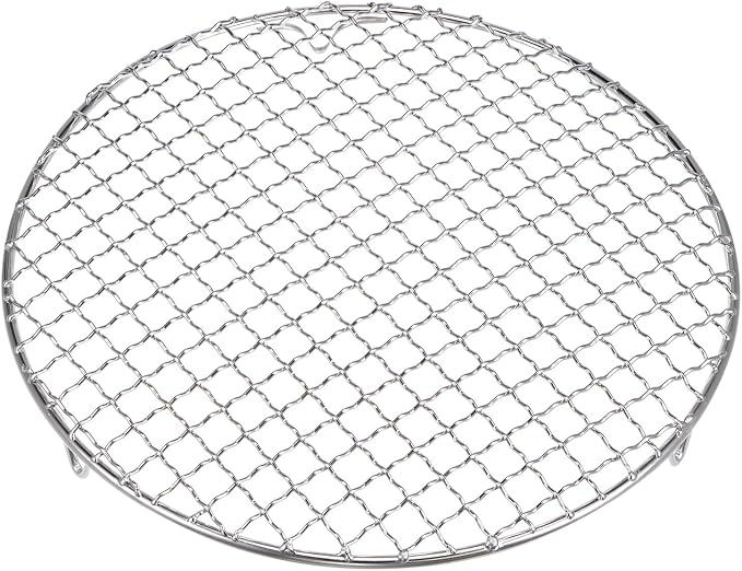 HARFINGTON Round Cooking Rack 9.7-inch 201 Stainless Steel Cross Wire Barbecue Grill Net with 20mm Legs for Cooking Baking Steaming BBQ