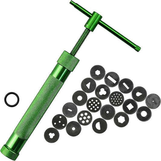 Clay Extruder Clay Tool Sugar Paste Extruder Cake Decor Tools Rotary Crowded Mud Clay Extruder Craft Cake Fondant Sculpture Decorating Tool Set Ceramics Pottery Clay Extruders with 20 Discs