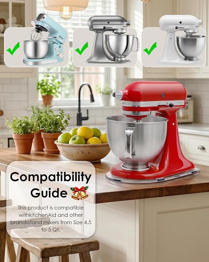 360°Rotating Mixer Slider Mat, Compatible with KitchenAid 4.5-5 Qt Tilt-Head Stand Mixer & Artisan Series, Clear Acrylic Thickened Sliding Tray, Countertop Storage & Moving Accessories