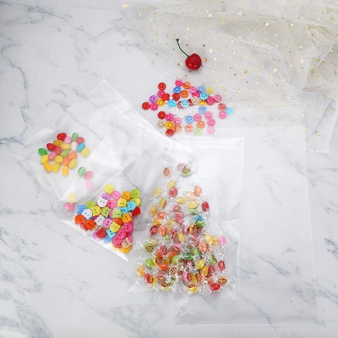 200 Pcs Self Sealing Cellophane Bags, 4x9 Inches Cookie Bags, Resealable Cellophane Bags Self Adhesive for Bakery Cookies Candy Snack