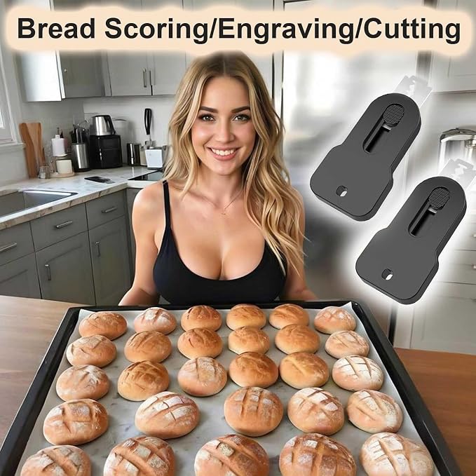 2-Pack Magnetic Retractable Bread Lame Scorer, Sourdough Scoring Knife Tool with 20 Extra Blades, Professional ABS Handle & Spring Design for Safe Baking