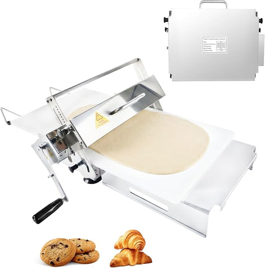 12" Dough Sheeter Machine, Manual Folding Dough Roller Machine, 0.2-27mm Adjustable Thickness, Stainless Steel Puff Pastry Roller for Home & Commercial Use 5i9