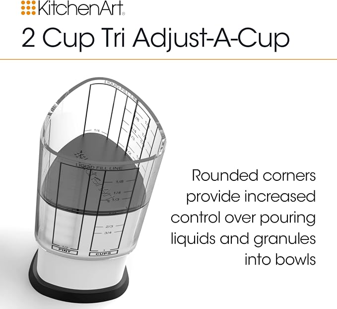 KitchenArt Pro Adjustable Measuring Set, Includes Adjustable Tablespoon, Teaspoon, and 2 Cup Measuring Cup