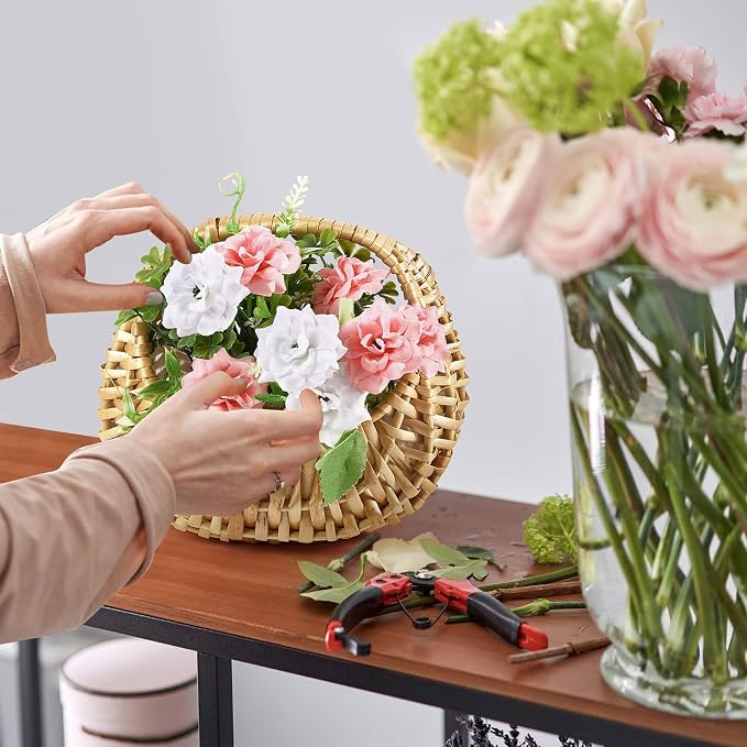 Home Organization Basket, Handwoven Rattan with Liner for and Everyday Storage Rattan Basket Handwoven with Liner Storage for Plant Pots and Home Decoration Organization