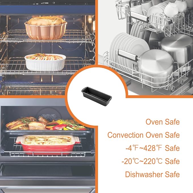 CHEFMADE Bread Loaf Pan, Nonstick Meatloaf Pan, 3" x 10", Set of 2