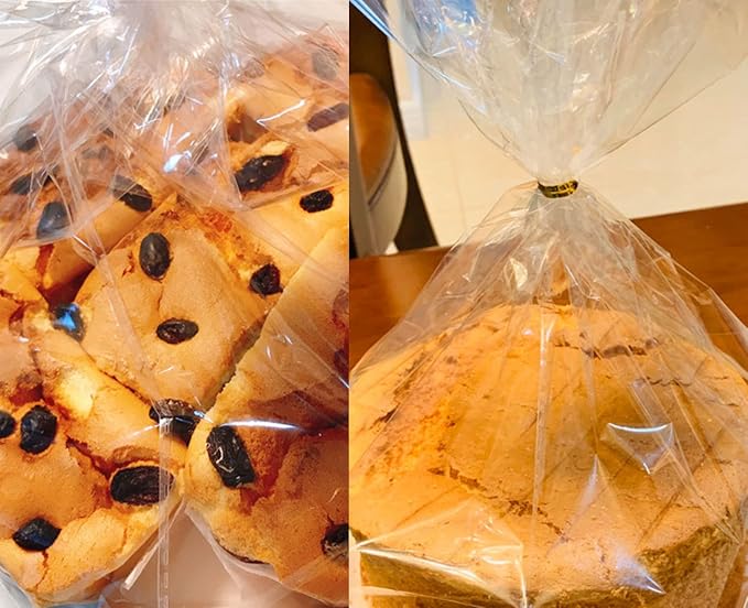 Clear Food Storage Bags for Toast Bread Cookies Candy Chocolate Cake Bakery Gift Packaging Cake Tray and Ribbon, 20 Pack