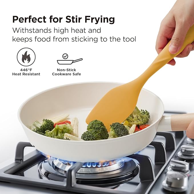 Kitchen Mama WaltzGrip Platinum Silicone Scraping Spatula, Yellow | Heat Resistant, Seamless, Non Stick, Flexible Bowl Scraper, For Mixing, Baking, Stirring