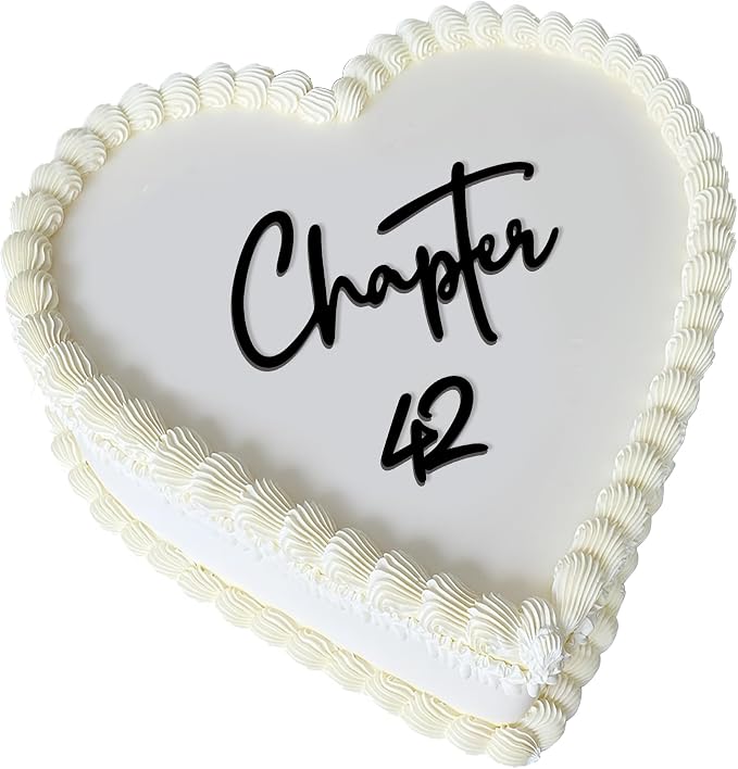 Chapter 42 Cake Topper, Acrylic Birthday Cake Topper for Women, Heart Cake Decoration, 42nd Birthday Party Decor, Minimalist Modern Birthday Cake Sign (chapter 42)