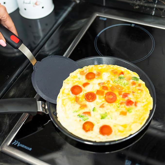 Wide Silicone Pancake Spatula – Large Heat-Resistant Turner for Cooking | Nonstick Safe | Stainless-Steel Reinforced Core & Easy-Grip Handle