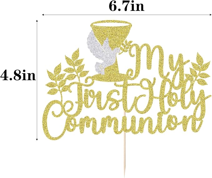 My First Holy Communion Cake Topper-Suitable for Ramadan, Baptism, Religious Baptism,Baby Shower 1st Birthday, God Bless, Communion Party, Wedding Party Decorations supplies