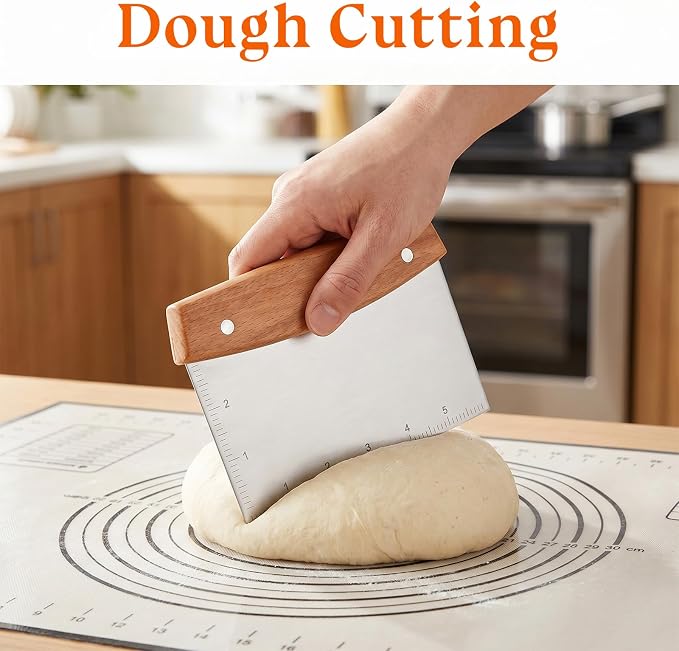 Dough Scraper and Cutter Stainless Steel Multipurpose Bench Scraper for Bread Kitchen Gadgets for Pastry Pizza Bread Food Cutter Cooking