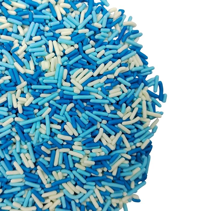 Homankit Blue White Jimmies Sprinkles Edible Sprinkle Candy Soft Jimmies Toppings for Ice Cream, Cupcake, Cake, Cookie, Dessert Decorating 2.75 Ounces
