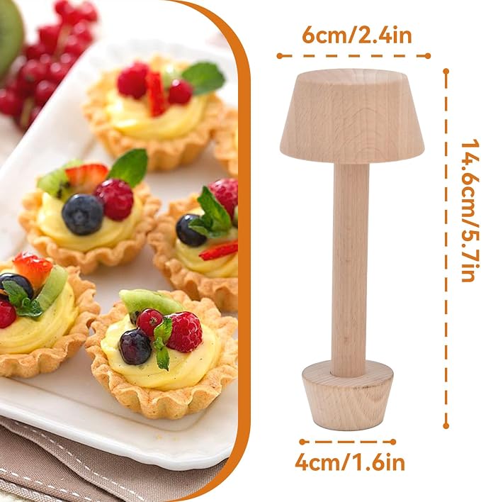 Wooden Tart Mold, Double Side Pie Dough Mold DIY Cake Pastry Baking Tamper Mini Pastry Tools for Cheesecakes Dessert Kitchen Baking Tools
