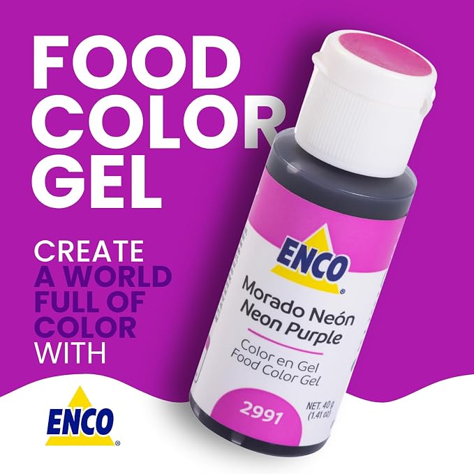 ENCO Food Coloring Gel Neon Purple 1.41 oz (40g) Concentrated, Vegan