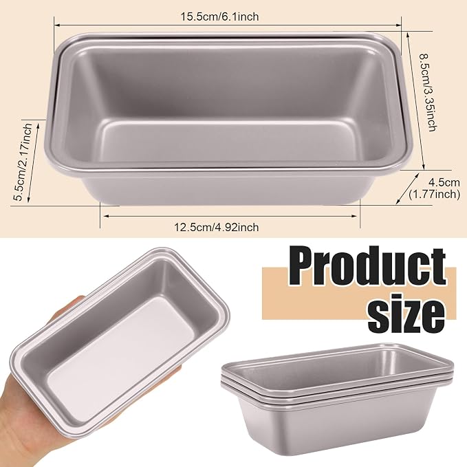 Uiifan 24 Pcs Mini Loaf Pan for Baking Bread Non Stick Small Banana Bread Tins Mini Loaf Pans for Nonstick Tiny Meatloaf Pan Carbon Steel for Oven and Baking (6 * 3.3 * 2inch,Champagne Gold)