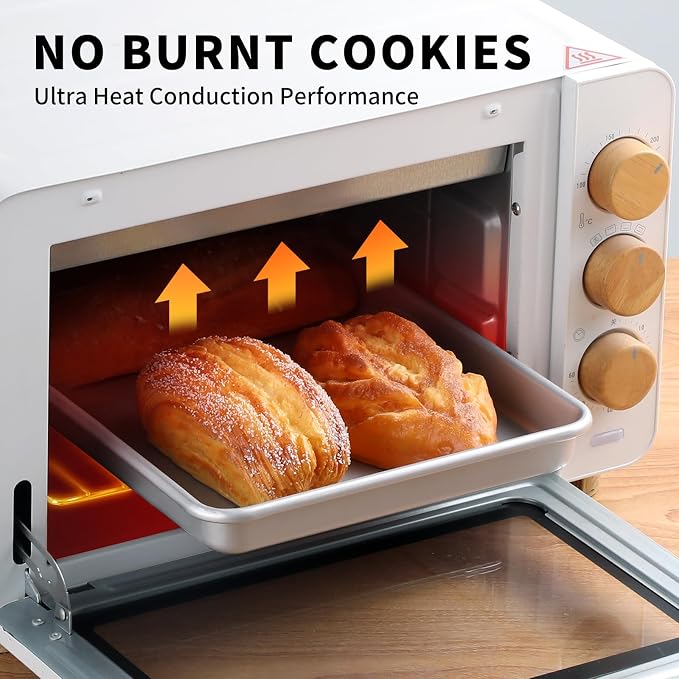 Toaster Oven Pans for Baking,Shinsin 2-PACK 11-Inch Nonstick Baking Trays, 57% Thicker Cookie Sheet Pans Set, Dishwasher Safe and Heavy Duty Small Replacement Trays for Oven (Silver)