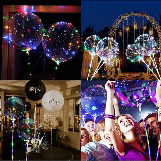Yongxiang 10 PACKS LED Bobo Balloons,Transparent LED Light Up Balloons,Helium Style Glow Bubble Balloons with String Lights for Party Birthday Wedding Festival Decorations (Colorful)