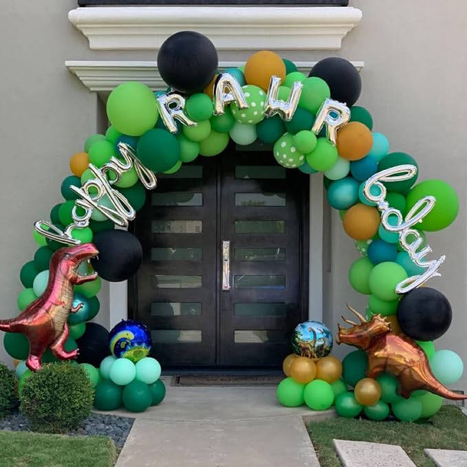 Voircoloria 130pcs Green Balloons Different Sizes 18" 12" 10" 5" Party Latex Balloons for Birthday Dinosaur Baby Shower St. Patrick's Day Summer Jungle Forest Safari Party Decorations