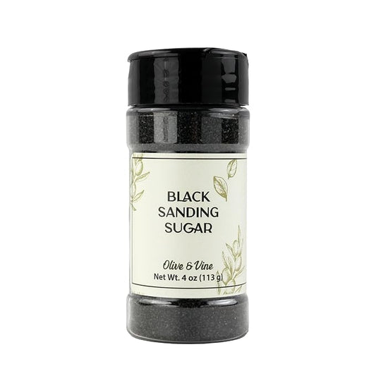 Olive & Vine Black Sanding Sugar, Sweet Finish, For Baking & Decorating, Rich Tradition, Authentic Taste, For Global Recipes (4 Ounce)
