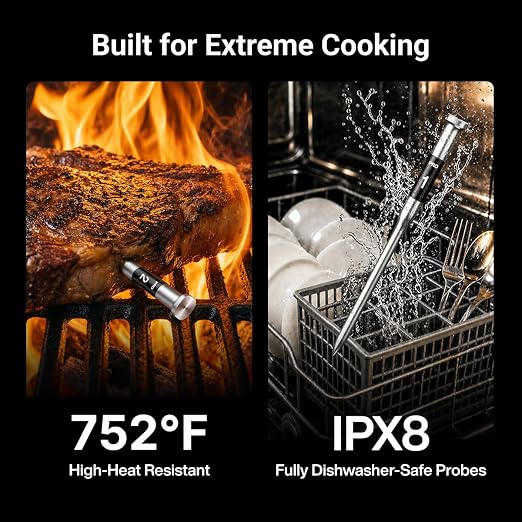 ThermoMaven 3000FT Smart Wireless Meat Thermometer – Sub-1G Long Range, 6 Sensors NIST Certified Accuracy, 2 Thin Probes, Standalone Base with Large LCD for Grill, Smoker, Oven, BBQ