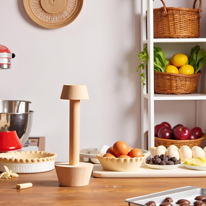 Woodiness Tart Tamper Pastry Tamper Double Side Wooden Egg Tart Tamper Mold DIY Cake Pastry Pusher for Kitchen Party Baking Tools, Pie, Tart and Quiche Pans