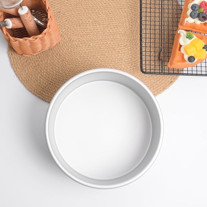 8×4 round Cake Pan,Aluminum cake tin baing pan for birthday cake party (8×4 round Cake Pan)