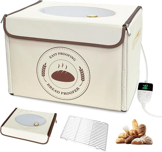 Bread Proofing Box with 68-131℉ Temperature Control & 99H Timer, Foldable Dough Proofer with Metal Rack, Folding Sourdough Proofing Box for Bread Baking, Pizza, Yogurt, Kombucha, Wine