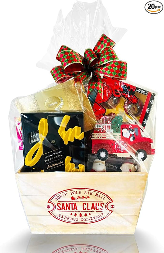 WIKDAY Clear Gift Bags 20 PCS 24x30 Inches Large Cellophane Wrap for Gift Baskets Wrapping Plastic with Ties for Gift Giving, Packaging Products
