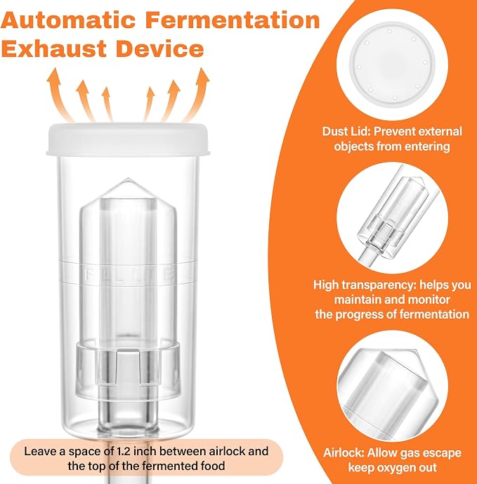 32 oz Mason Jar Fermentation Kit 4 Pack(Jar Included),Sauerkraut/Pickling Kit with 4 Pack Fermenting Jars, Glass Fermentation Weights,Fermentation Lids,Airlocks,Silicone Gaskets and Silicone Grommets