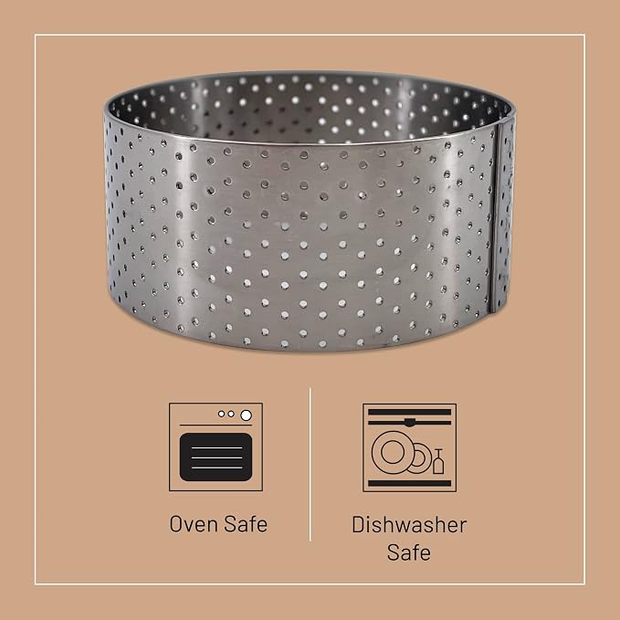de Buyer Perforated Round Tart Ring - 3” Diameter, 1.4” Height - Perfect for Baking Beautifully Crisp Tarts - Easy to Use & Clean - Made in France