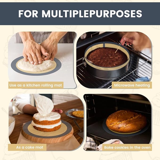 3 Set Silicone Baking Mat for 4, 7, 9 Inch Springform Pan Protector Prevent Cake from Sticking to Bottom and Side Easy Clean Nonstick Silicone Liners for Baking Cheesecake Pan