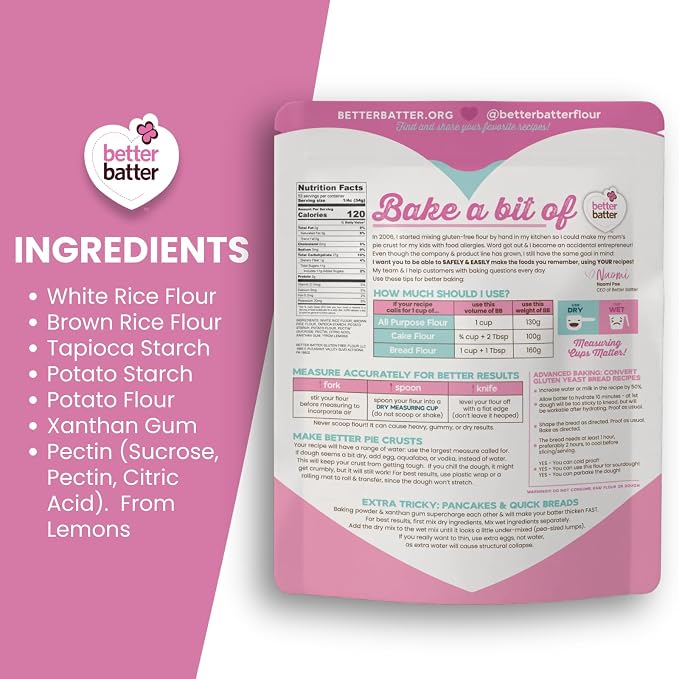 Better Batter Original Blend Multipurpose Gluten Free Flour 5lb – Certified GFCO, Vegan, Kosher, Non-GMO – Top 9 Allergen Free, Award Winning Cup-for-Cup Baking Alternative to Regular Wheat Flour