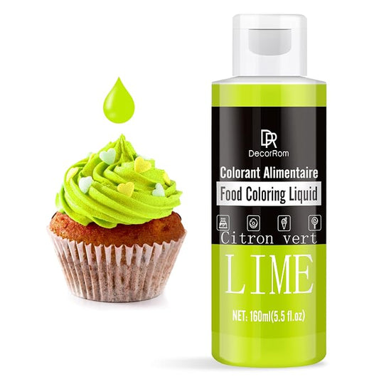 Lime Food Coloring Liquid - Vibrant Liquid Icing Food Coloring Set for Baking, Cake Decorating, Easter Egg, Airbrush - Tasteless Food Dye for Fondant, Slime, DIY Crafts - 5.5 Fl.oz / 160ml Each