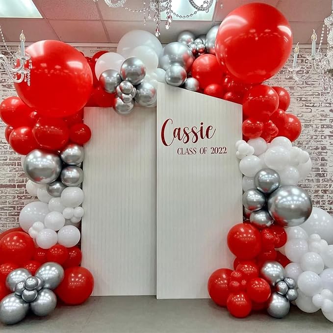 Red and White Balloon Arch Kit, Red and White Balloon Garland Kit, Red White Latex Balloons Different Sizes 18/12/10/5 inch for Bridal Shower Engagement Anniversary Bachelorette Party Decorations