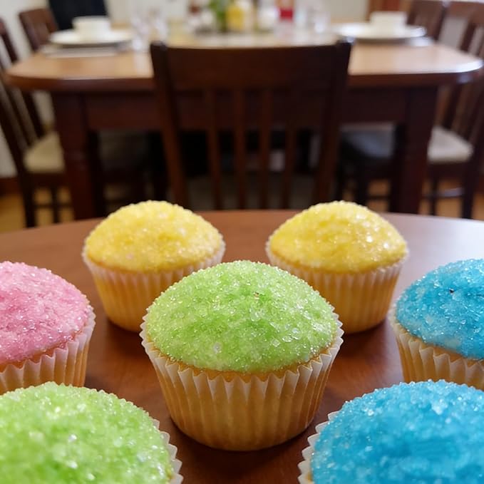 HeDeon&Rles Pink Yellow Blue Green Easter Sanding Sugar Crystals Edible Easter Sprinkle for Cake Decoration Icing Cookie Pancake Toppers Easter Christmas Valentines Day Supplies