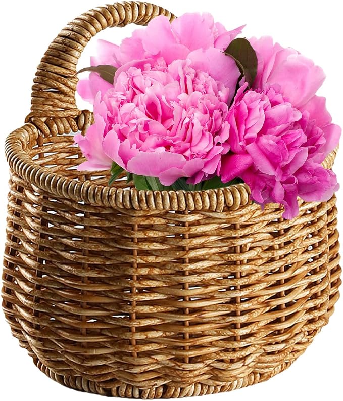 Hanging Wicker Rattan Basket Hand-Woven Wood Storage Basket,Hanging Baskets,Onion Basket Coat Bohemian Storage Fruit Wall For Kitchen Wall Home Restaurant Garlic Vegetable Wall Decoration