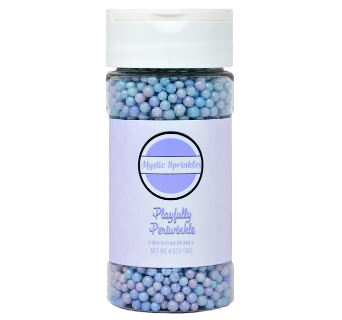 Mystic Sprinkles 4mm Sugar Pearls 4oz Bottles (Playfully Periwinkle 4mm Sugar Pearls 4oz)