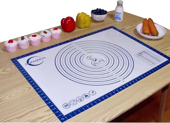 Silicone Pastry Mat for Rolling Dough Non Slip Non Stick Dough Mat for Restaurants & Home Baking (blue, 19.7"x27.6")