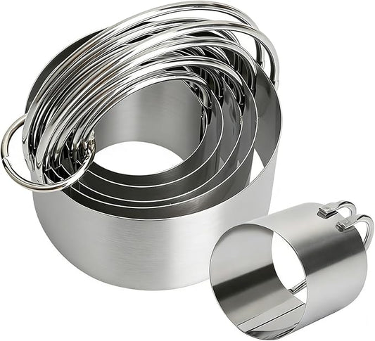 Round Cookie Cutter Set Set of 5 with Handle, Stainless Steel Circle Biscuit Cutters for Baking, Donut, Pancake, Sandwich, Dumpling, Playdough – Nesting Storage, Dishwasher Safe