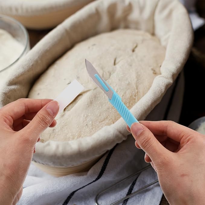 2 Pcs Sourdough Bread Lame Scoring Tool 6'' Bread Lame Scorer Tool Stainless Steel Blades with Protective Cover for Sourdough Dough Scoring for Homemade and Bakery Use (Blue)
