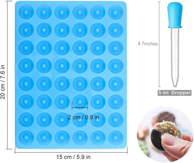 JOERSH Round Gummy Donut Molds Mini Size Silicone Candy Molds for Hard Candy, Gummy, Caramels, Chocolate, Fondant, Fruit Loop, Cereal, 192 Cavity