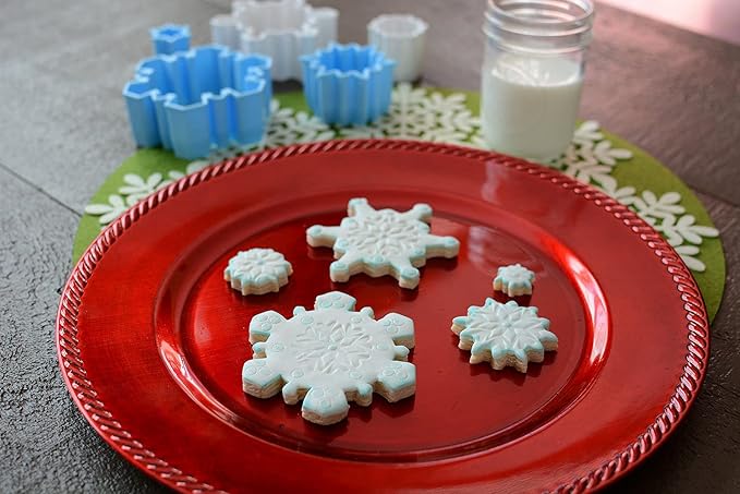 R&M International Snowflake Cookie and Biscuit Cutters, Assorted Sizes, Bright Colors, 5-Piece Set