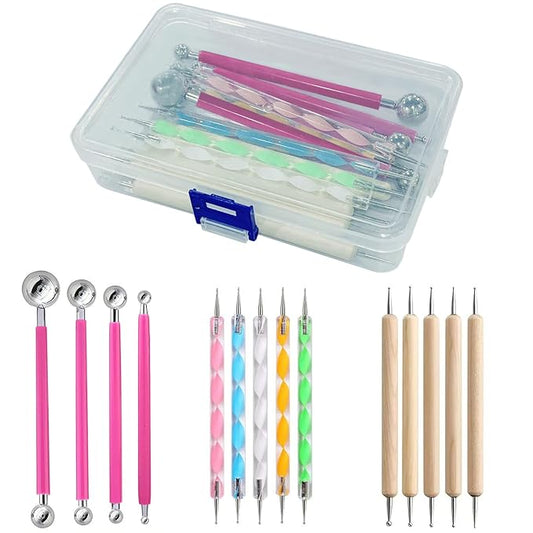 14Pcs Ball Stylus Pottery Tool Set, Pink Embossing Tool, Dual-Ended Multi-Size Clay Sculpting Dotting Tools, Professional Modeling Tools for Pottery, Polymer Clay, Nail Art, Fondant & DIY Crafts