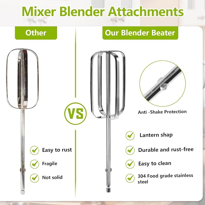 Alocs Hand Mixer Beaters Blender Attachments, Hand Mixer Replacement Beaters for Hamilton Beach Hand Mixers 62682RZ 62692 62695V 64699 Electric Mixer Replace Parts - 2 Pack