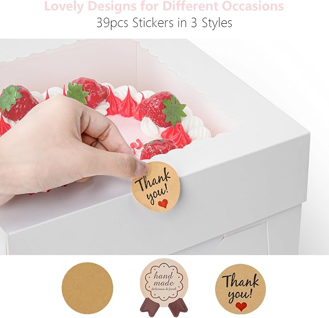3 Pack Cake Boxes 12 Inch, White Square Cake Boxes with Cake Boards, Disposable Cardboard Cake Containers with Lids for Pastry Donuts Pies Cookies Dessert Wedding Birthday Party (12×12×8 In)