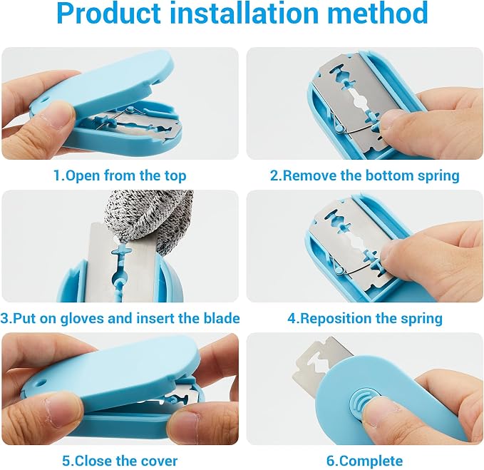 Bread Lame, Retractable Dough Scoring Tool with 5 Razor Blades, Professional Sourdough Scorer for Artisan Baking, Safe Non-Slip Handle & Finger Guard (Blue)