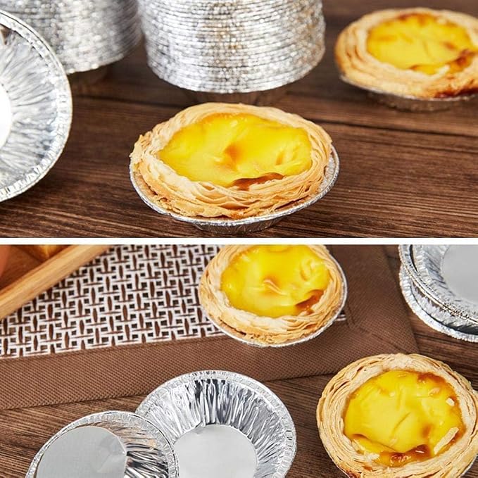 50 Pack Mini Pie Tins, Small Pie Pans, Round Tart Pie Foil Pans, Aluminum Foil Tart Pans, Aluminum Pie Pans for Baking Pot Pies, Tarts