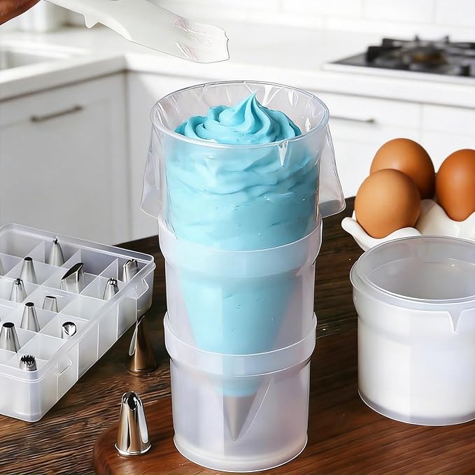 1PCS Piping Bag Holder Stand for Filling/Hands-Free Piping Bag Holder, Adjustable Cake Decoration Tools & Decorating Tools, Plastic Cream Icing Bag Rack Piping Bag Stand Pastry Bag Stands